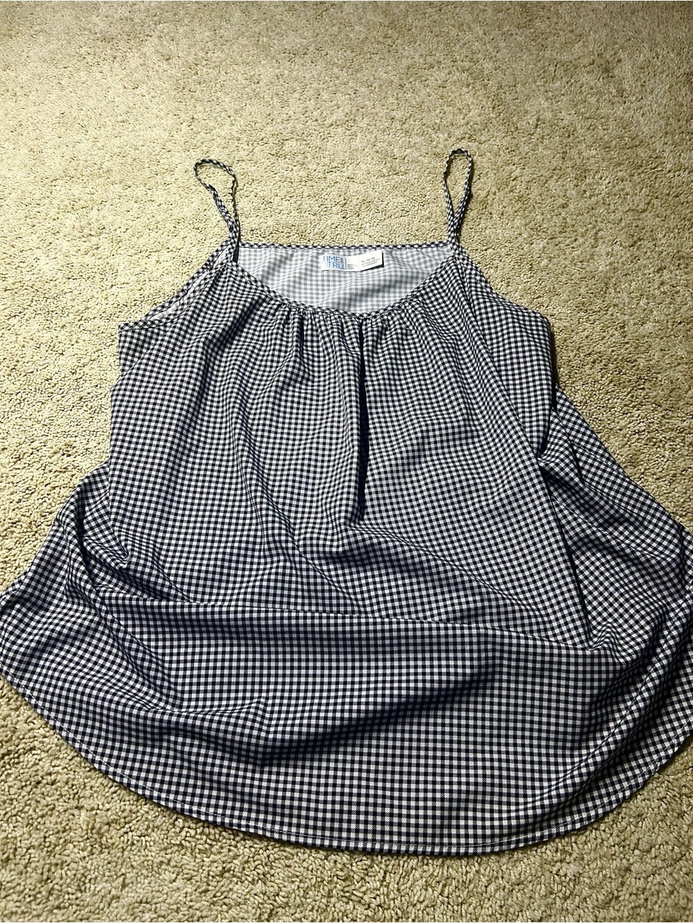Time and Tru Black & White Gingham Cami Tank Top XL